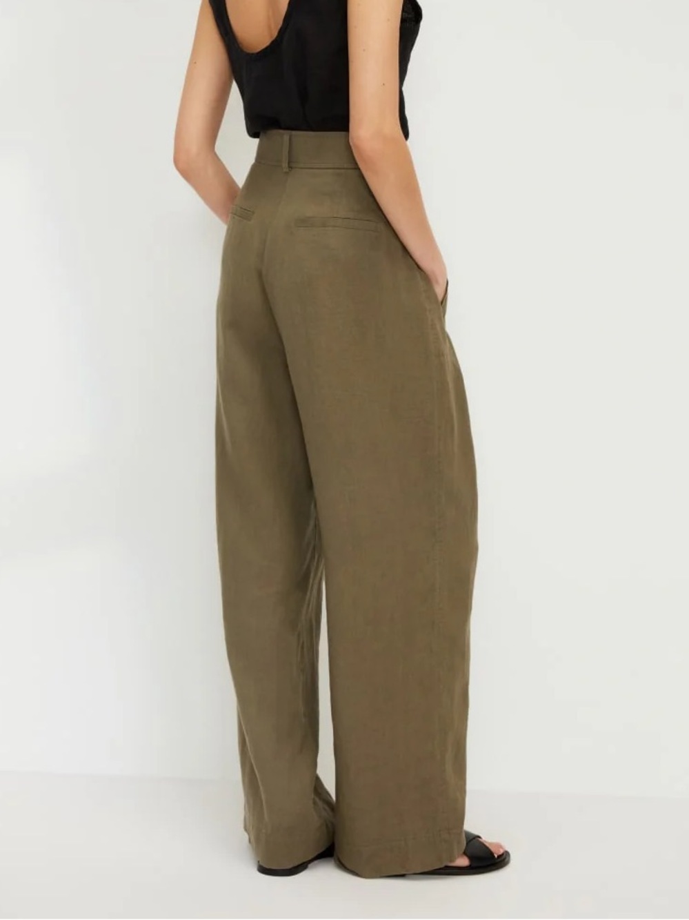 Everlane_ The Linen Way-High Drape Pant, 6, Kalamata (olive green)